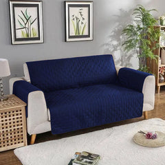 Blue - Quilted Sofa Cover