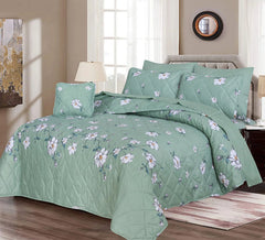 Subtle Green - 7 pc Summer Comforter set (Light Filling).