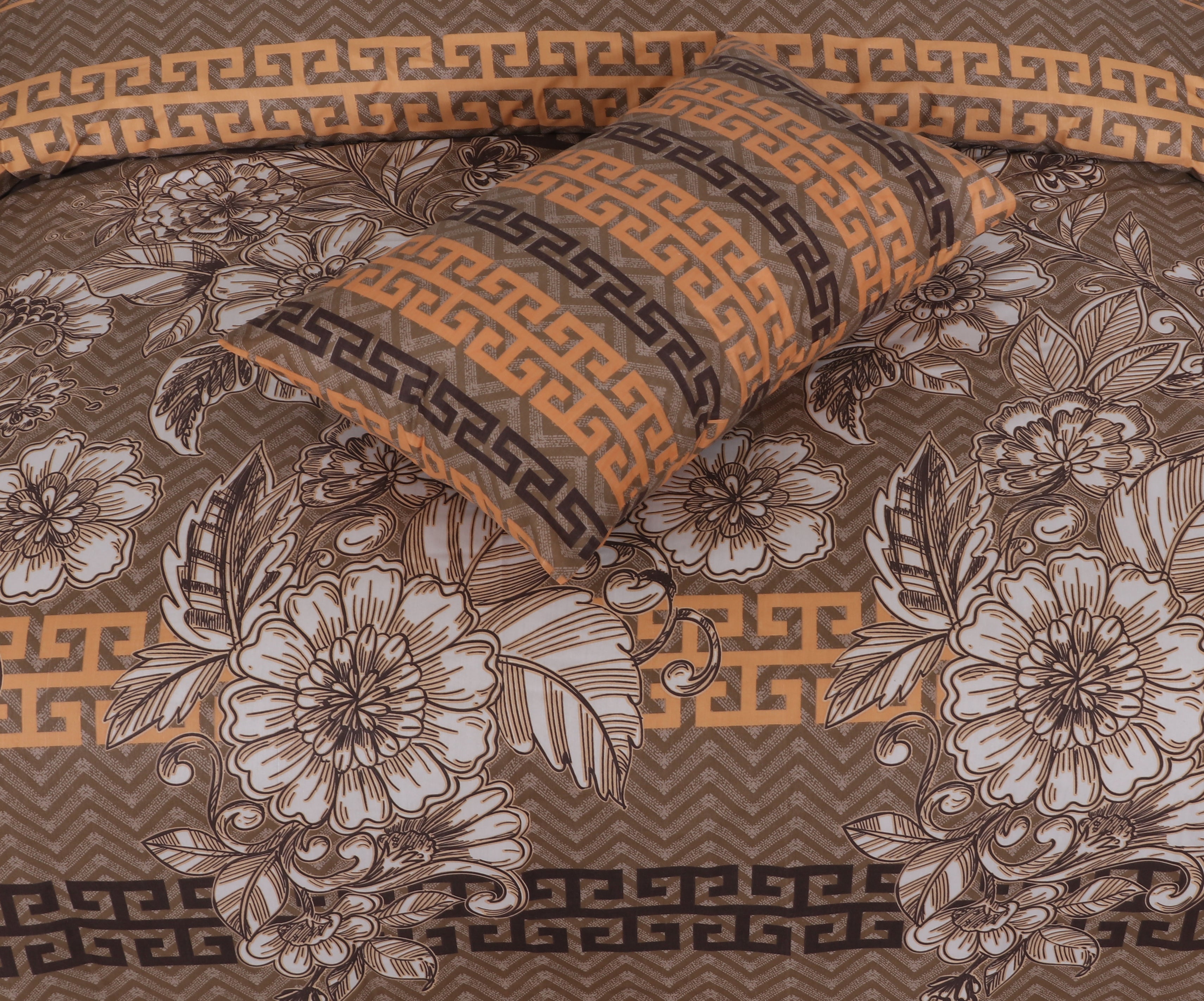 Brown Floral- Bed Sheet set