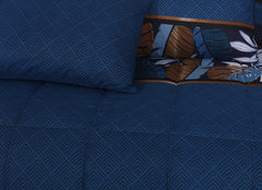 Charming Blue- 6pc Cotton Winter Comforter Set (Heavy Filling).