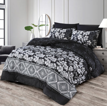 Black Garden - 6 pc Winter Comforter Set (Heavy Filling)