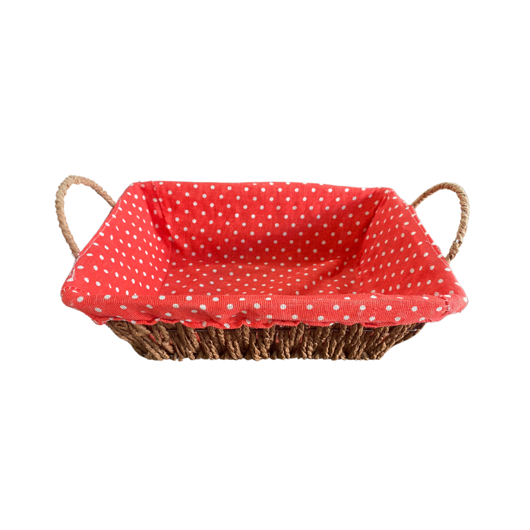 Cloth Wicker Breaded Basket With Fabric Lining And Handles