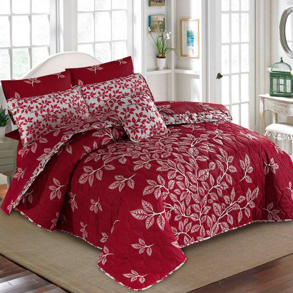 Redish- 7 pc Summer Comforter set (Light Filling)