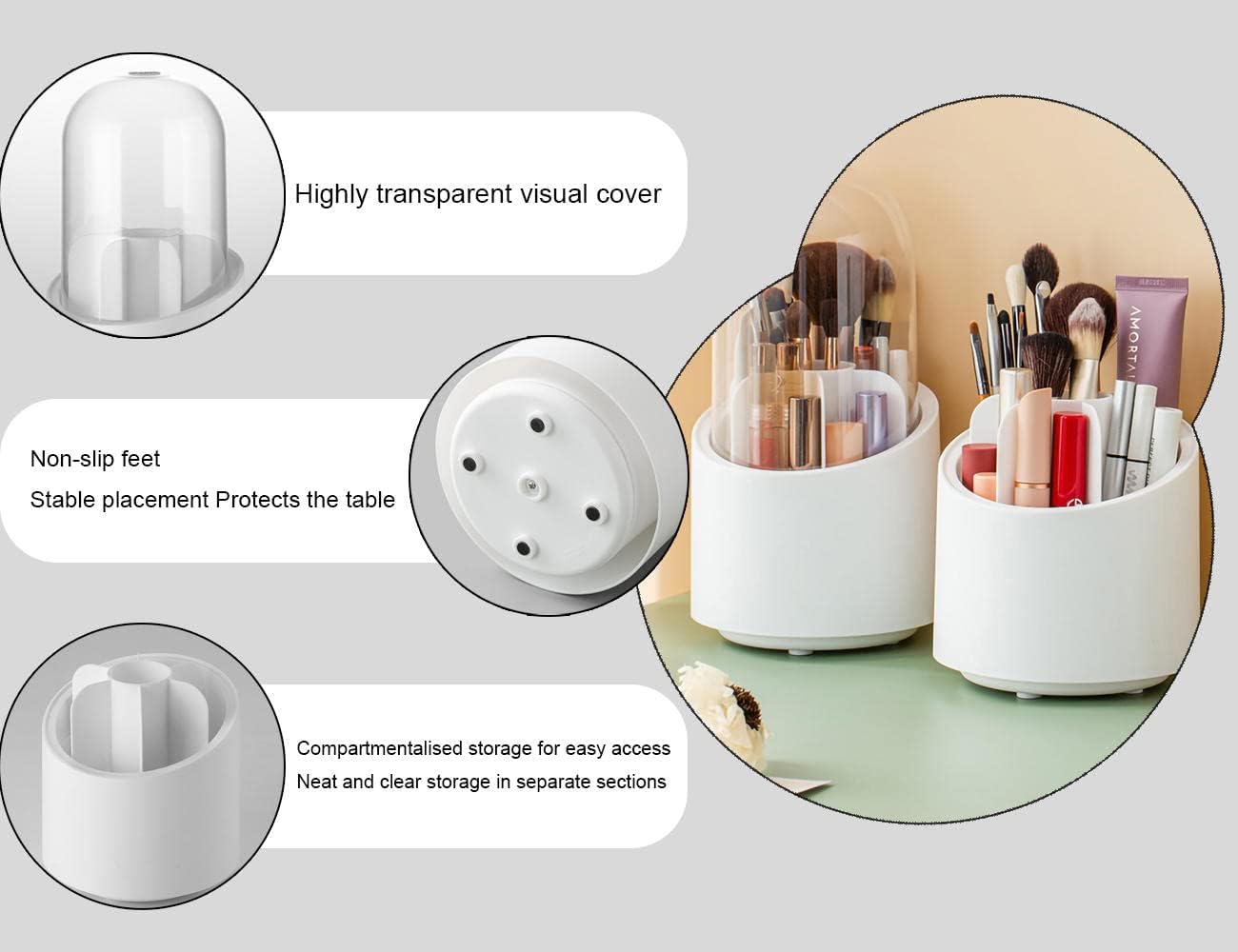 360° Rotating Base Makeup Brush Holder - Home Hatch