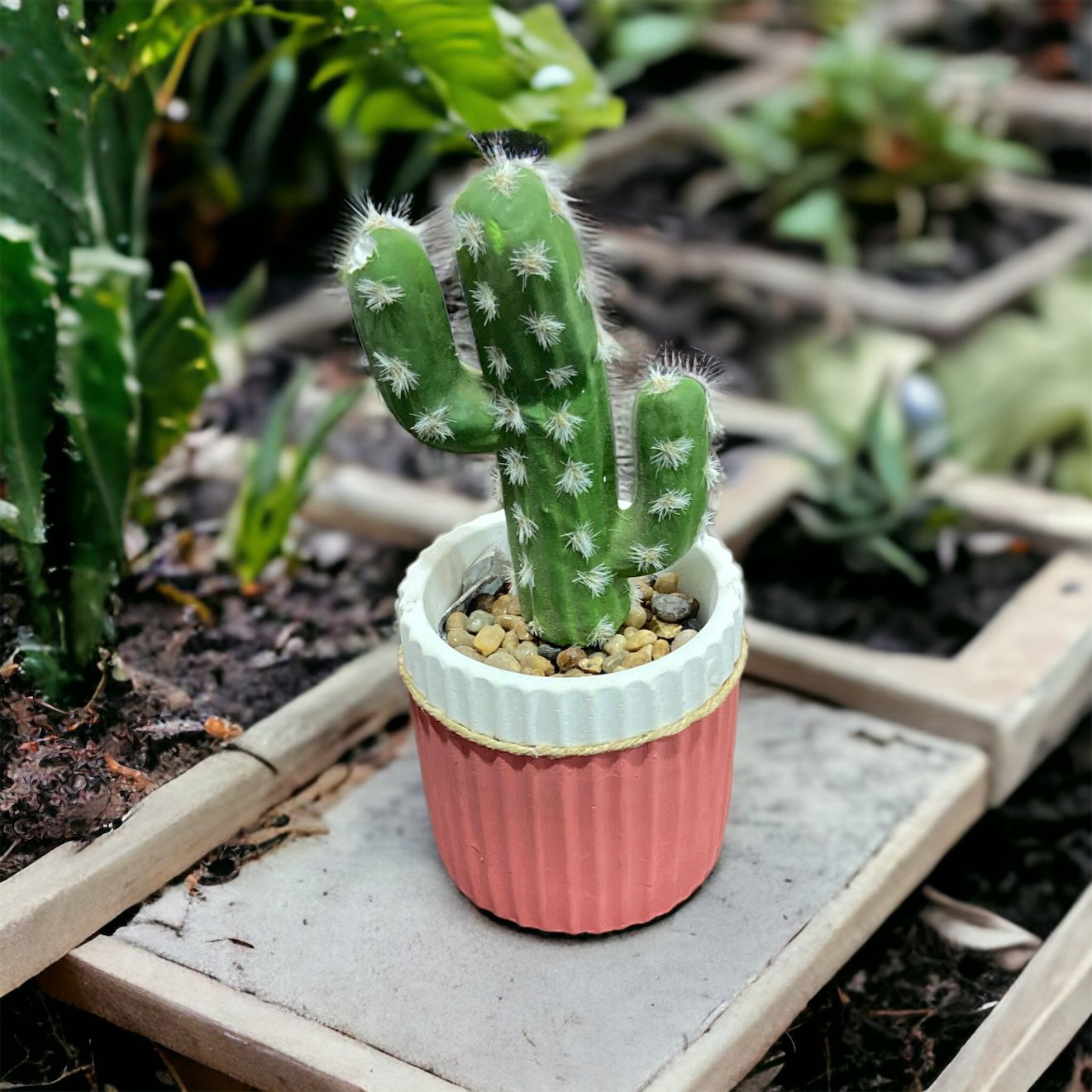 Cemented Lined Flower Pot with Jute Rope - Home Hatch