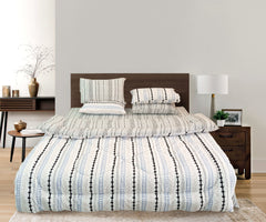 Line Dots - 6pc ( Pure Cotton )  Winter Comforter set