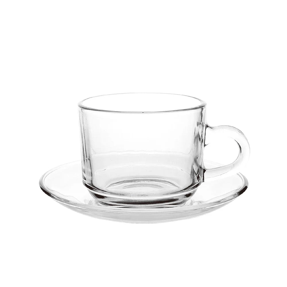 Delisoga Modern Transparent Plain Glass Tea Cup Set