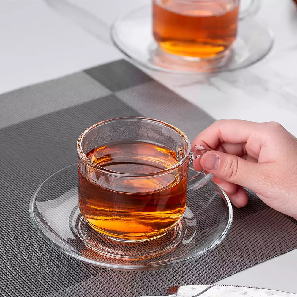 Delisoga Modern Transparent Plain Glass Tea Cup Set