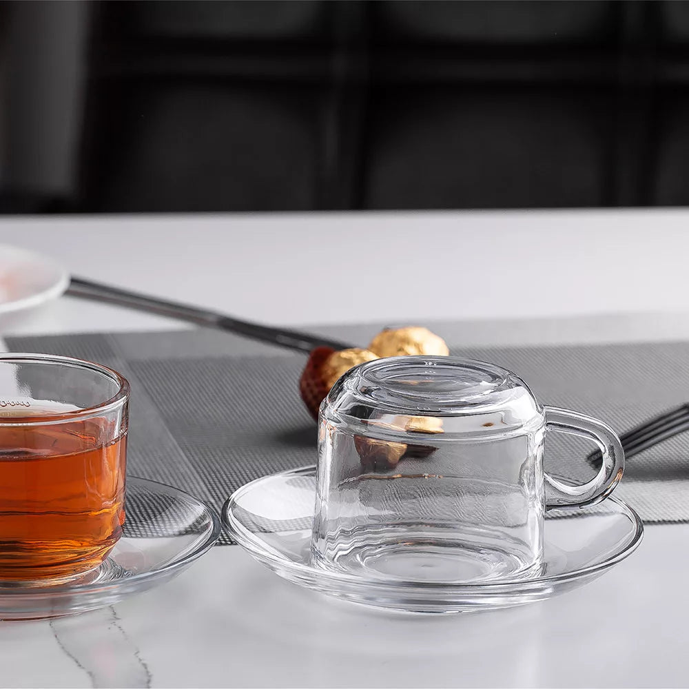 Delisoga Modern Transparent Plain Glass Tea Cup Set