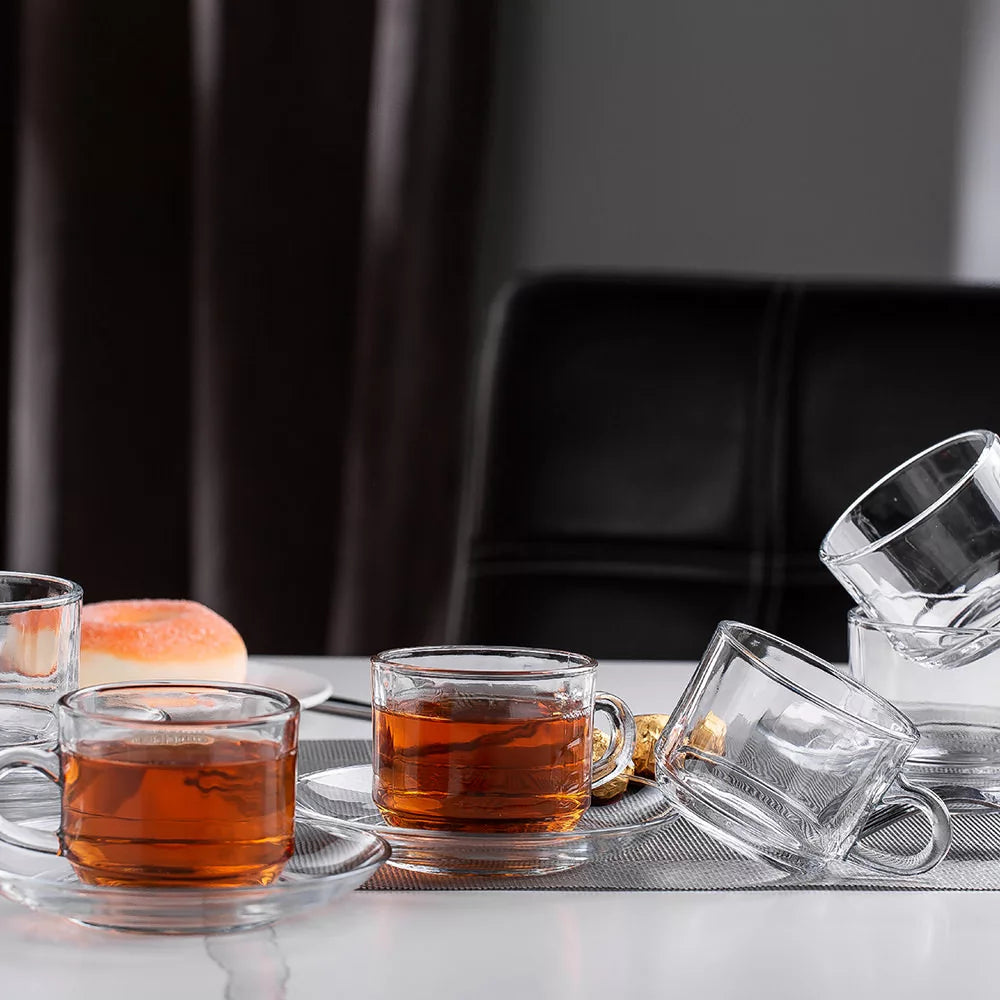 Delisoga Modern Transparent Plain Glass Tea Cup Set