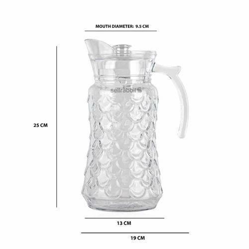 Delisoga Textured Glass Water Jug with Lid | Premium Serving Pitcher - Home Hatch