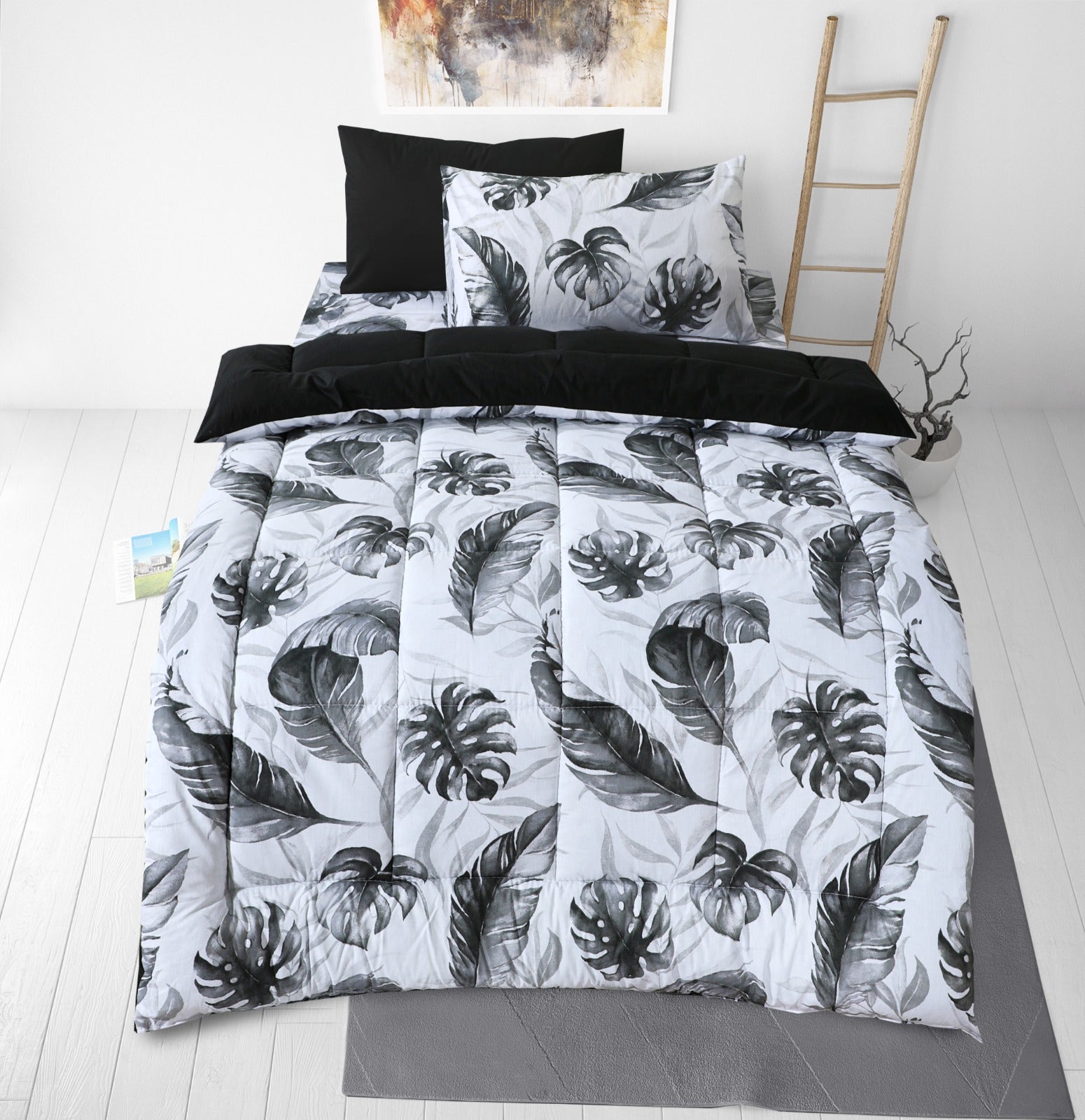 Black Leaf - Single Winter Comforter set (Heavy Filling).