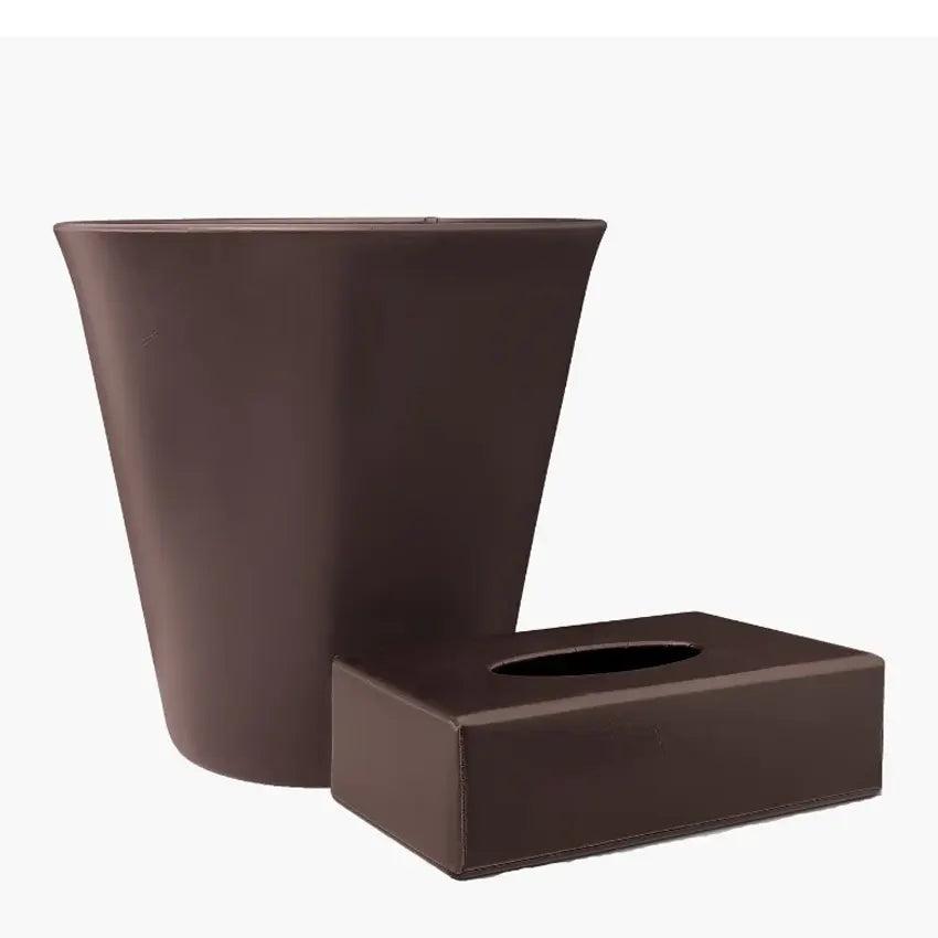 Leather Tissue Box & Dust Bin