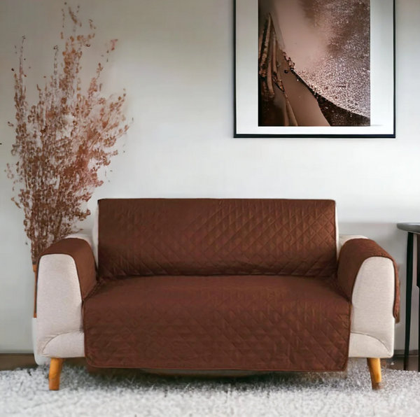 Coper Brown - Quilted Sofa Cover