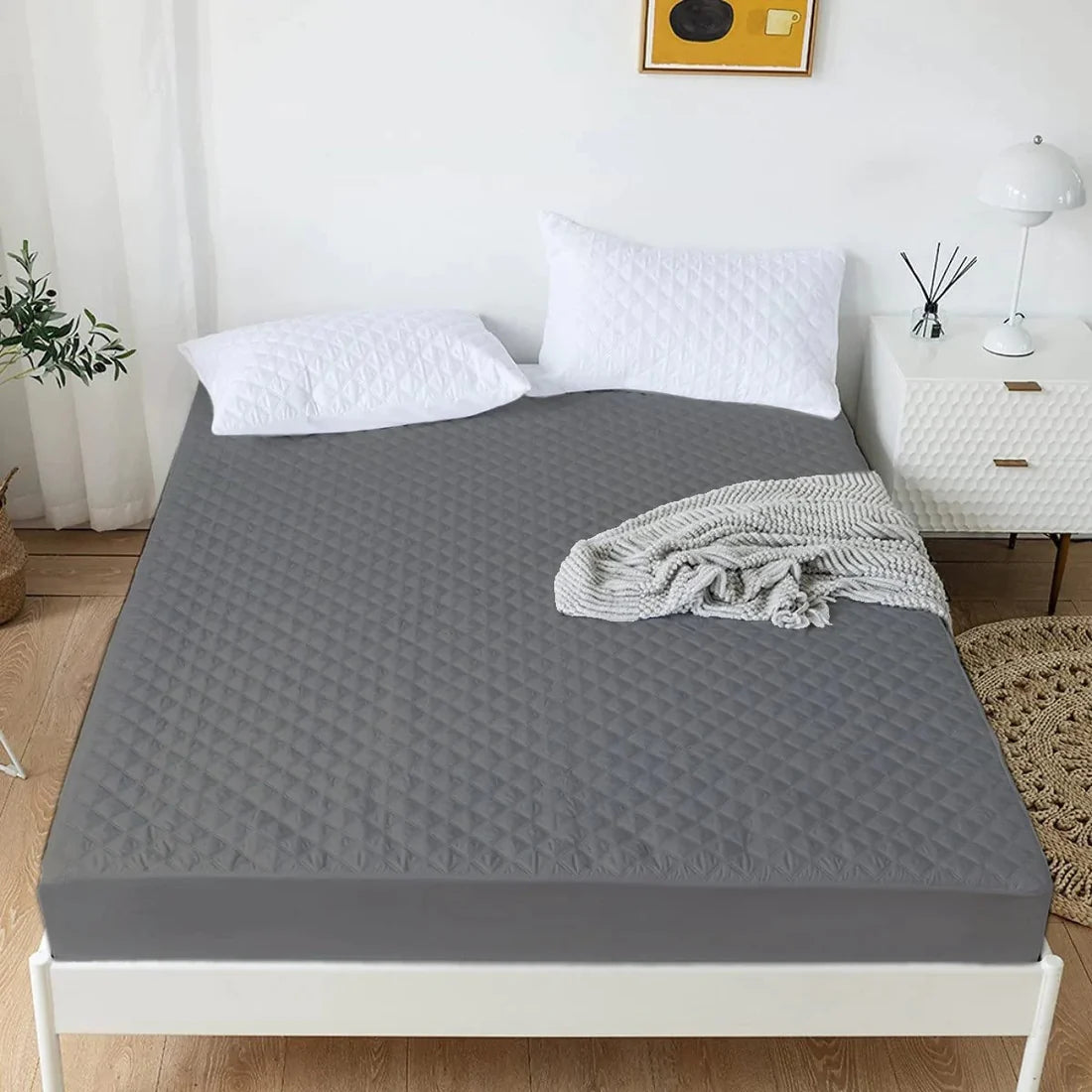 Quilted  Waterproof Mattress Protector Grey