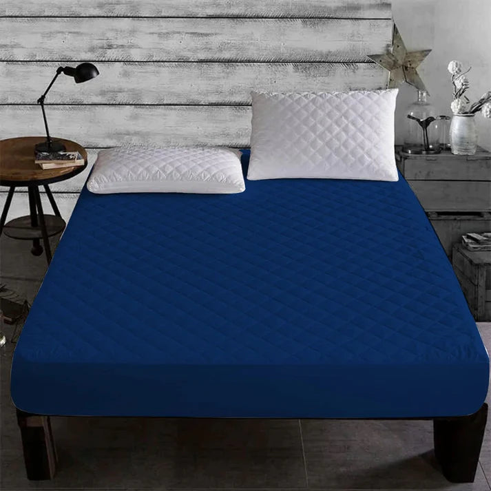 Quilted  Waterproof Mattress Protector Blue