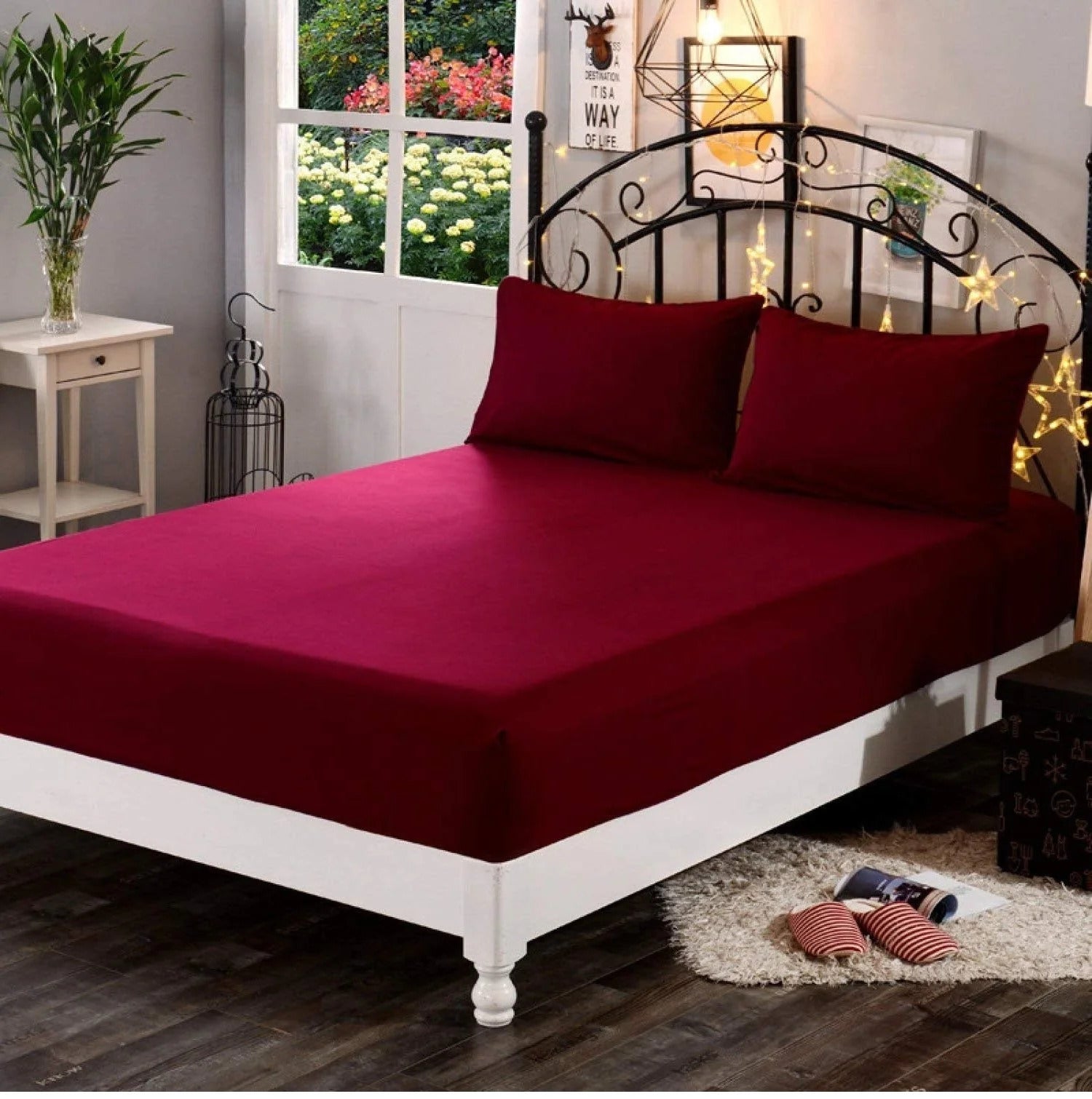 TERRY Cotton  Waterproof Mattress Protector Maroon