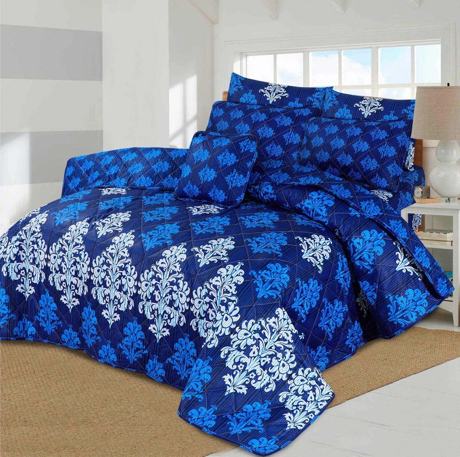Blue fusion - 7 pc Summer Comforter set. ( Light Filling)