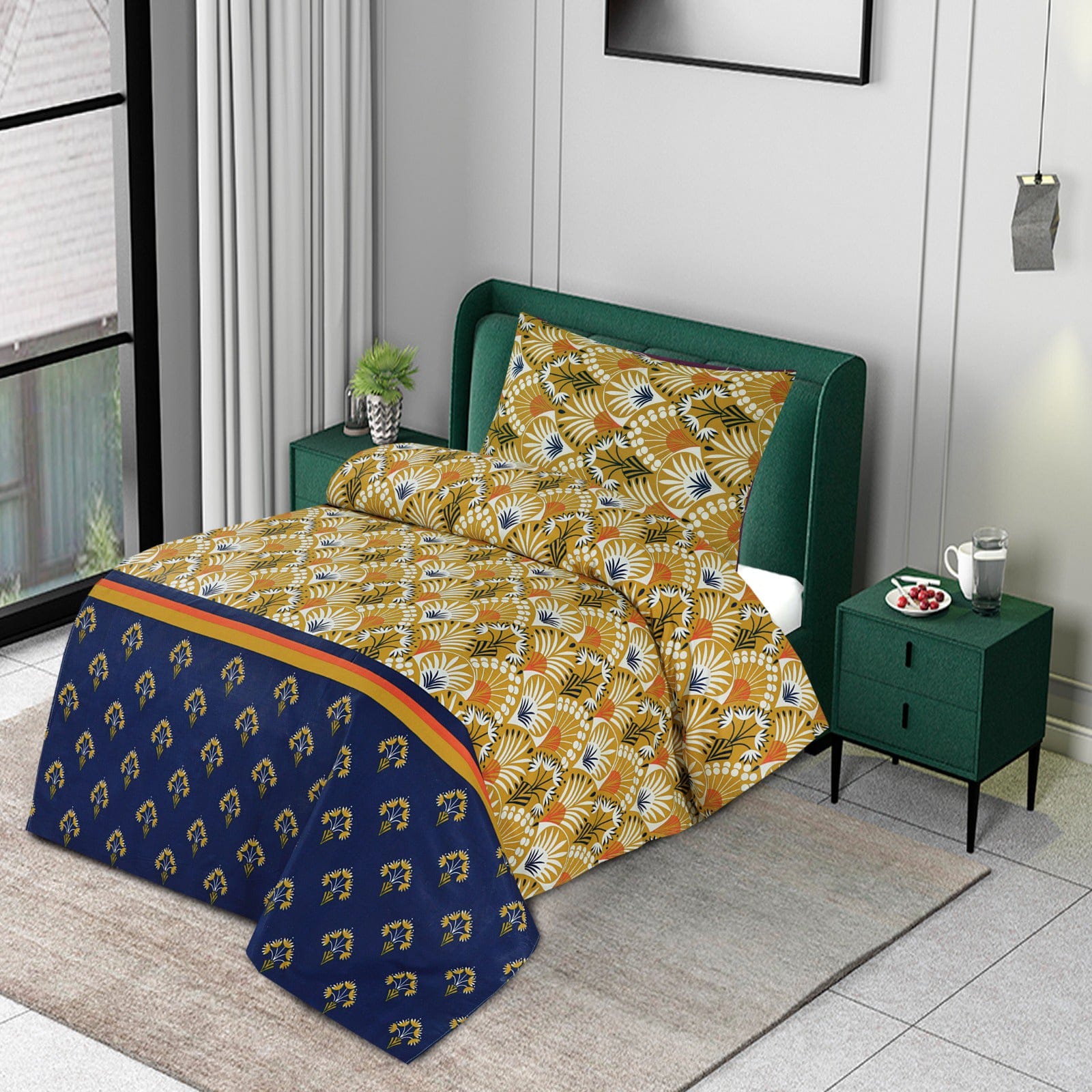 Blue Bush - Single bed sheet.