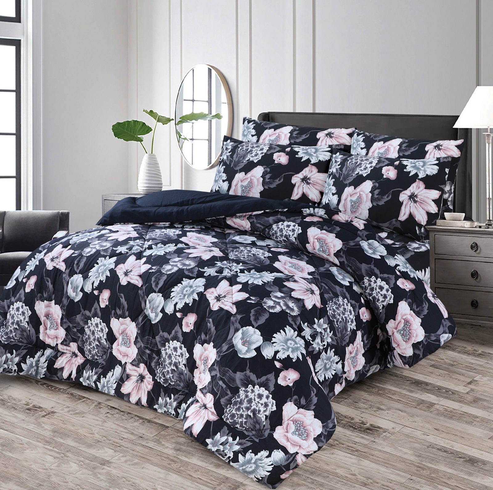 Blossoms - 6 pc Winter Cotton Comforter Set (Heavy Filling).