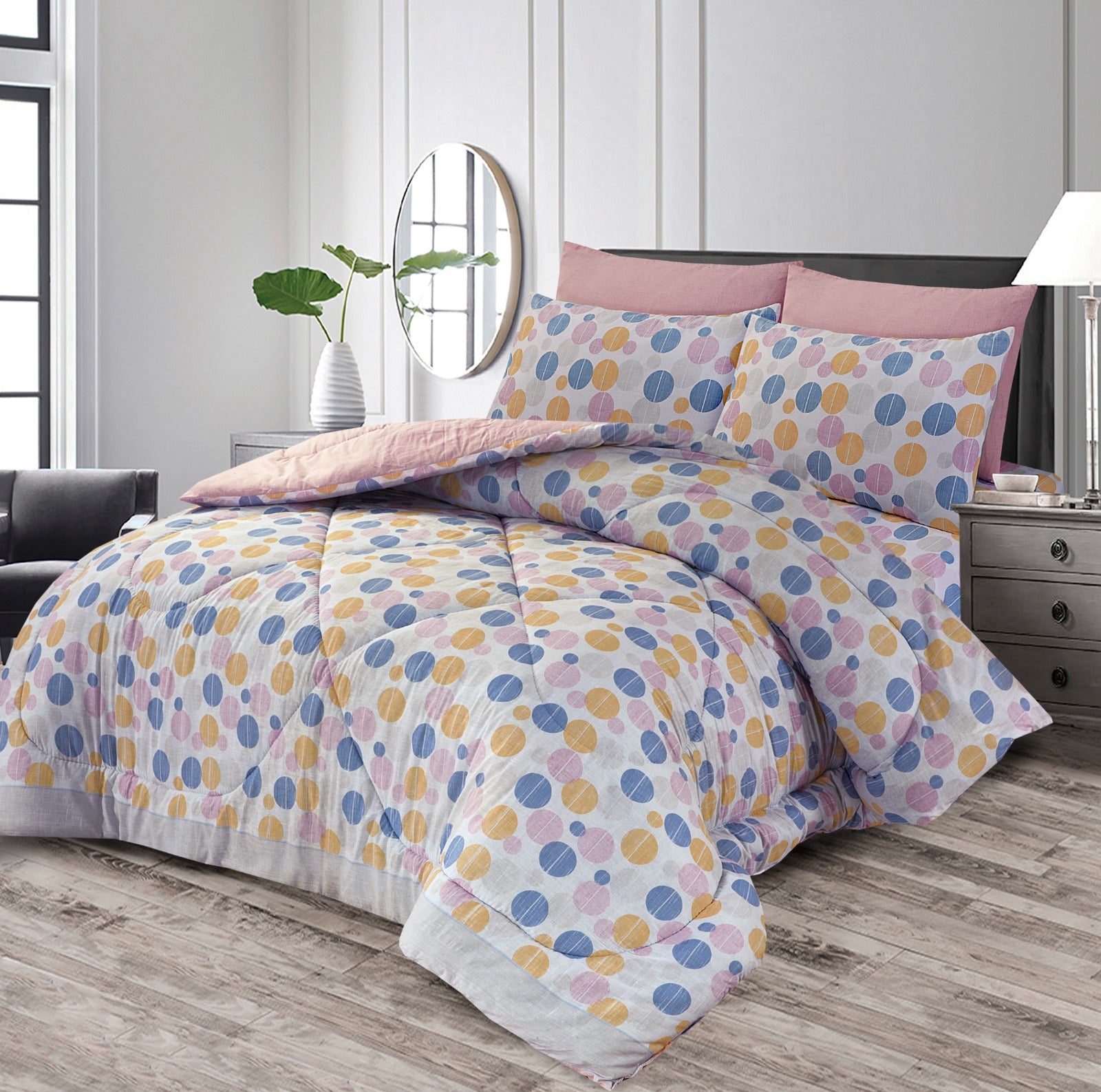 Magic Bubbles  - 6 pc Winter  Cotton Comforter Set (Heavy Filling).