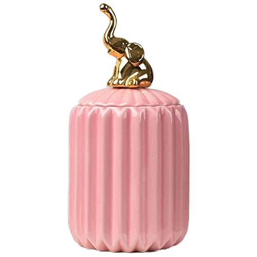 Gold Animal Lid Pink Ceramic Candy Jar | Storage Jar | Center Piece