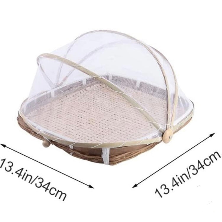 Handmade Bamboo Tent Basket With Gauze - HomeHatchpk