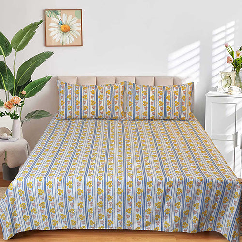 Gray lines - (Premium Cotton ) Bed Sheet set