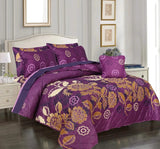 Purple Flowers - 7 pc Comforter set (Light Filling).
