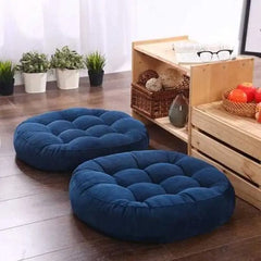 2pcs x Blue Tufted Round Floor Cushion